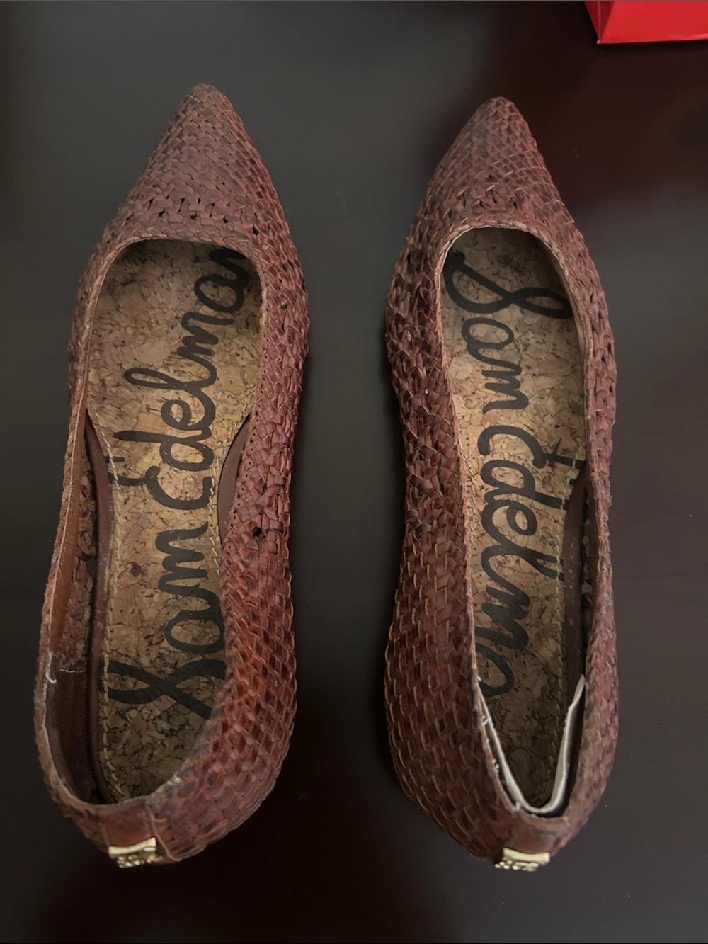 Sam Edelman Woven Pointed-Toe Flats in Brown